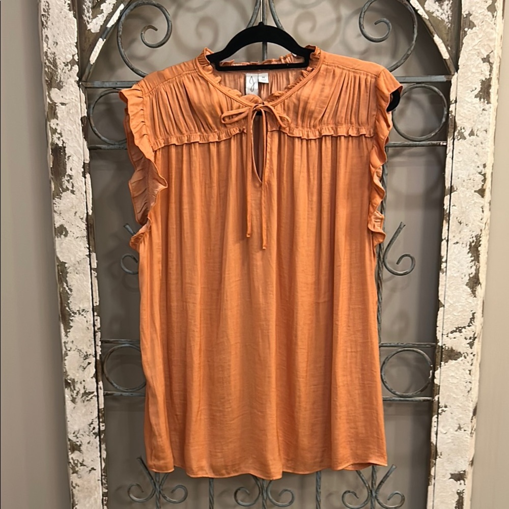 Joie Terracotta Ruffle Sleeve Blouse